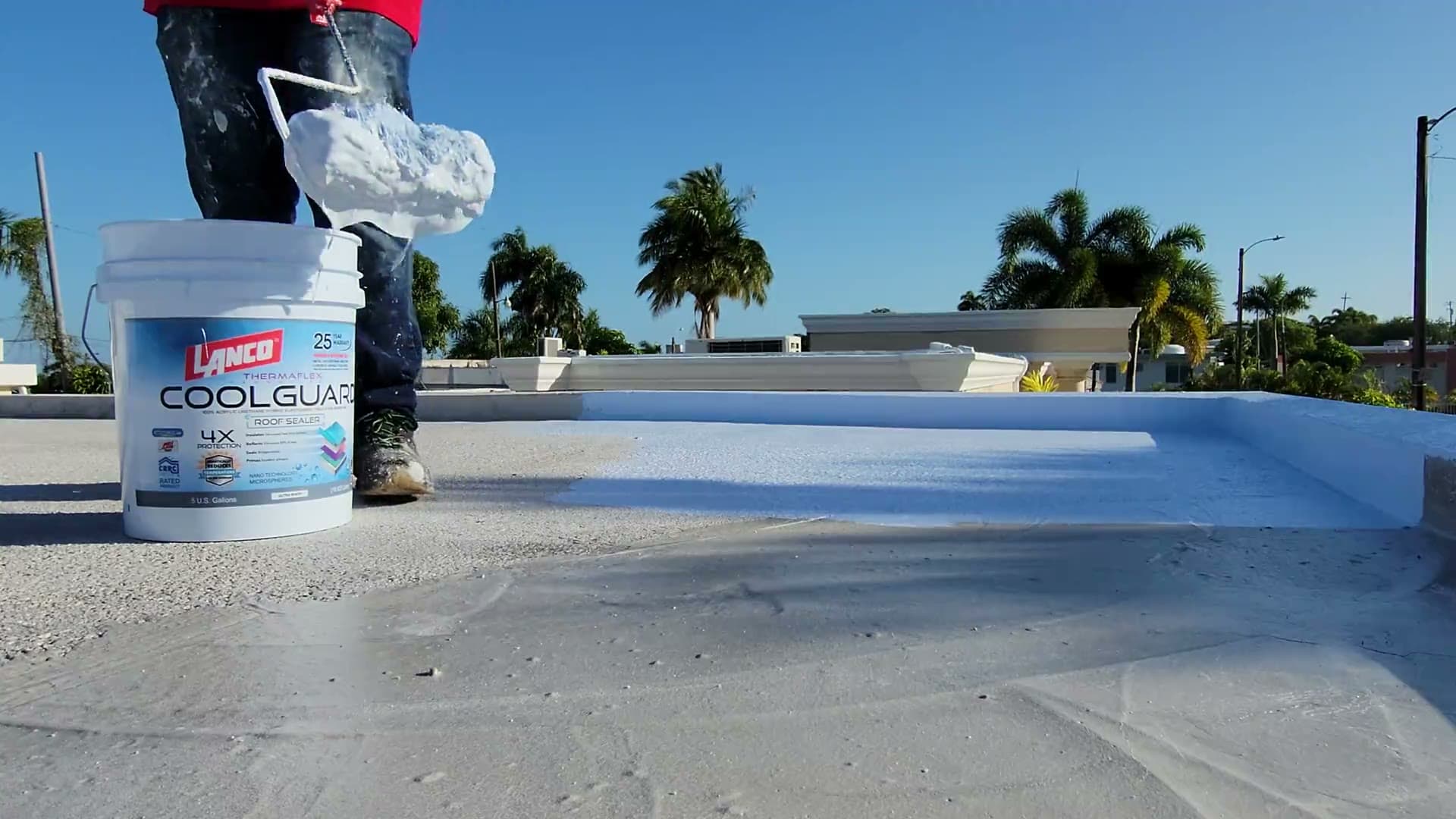 Applying Lanco roof coating